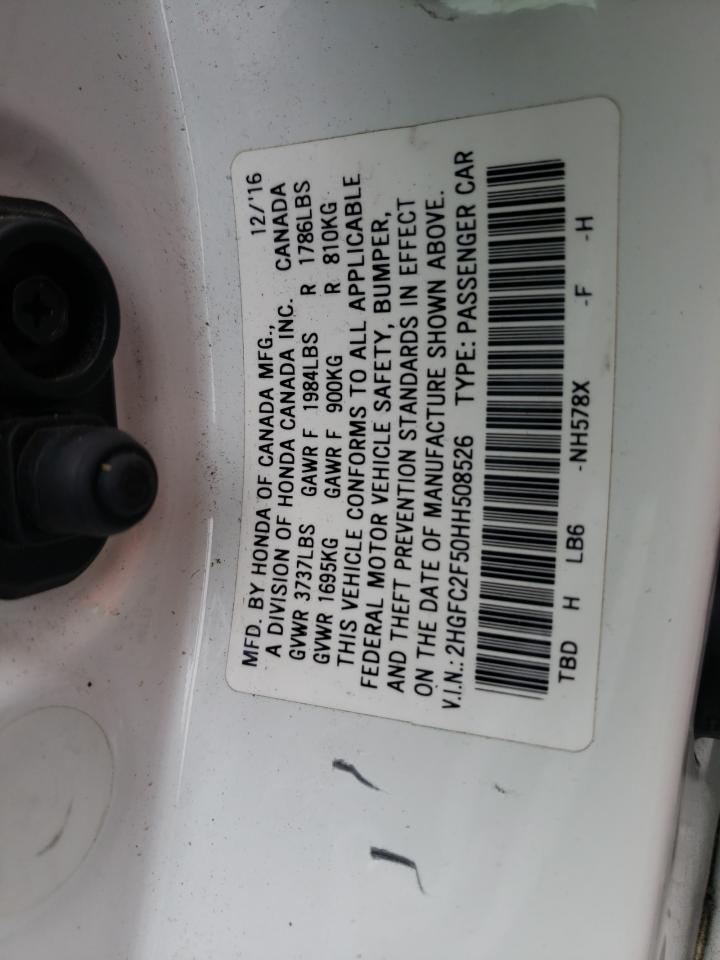 Photo 10 from auction – 2017 HONDA CIVIC LX with VIN 2HGFC2F50HH508526