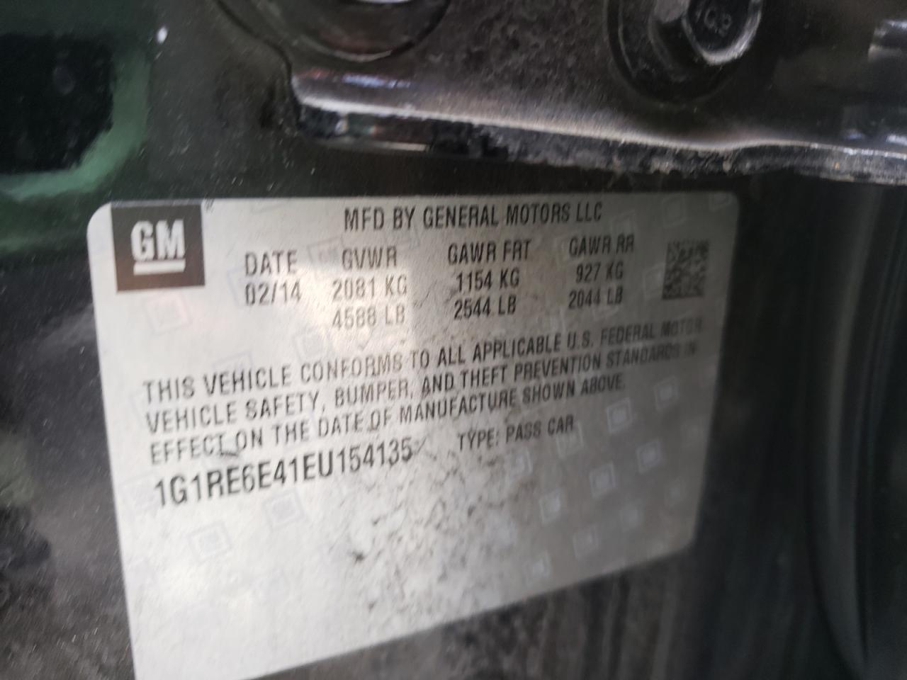 Photo 10 from auction – 2014 CHEVROLET VOLT with VIN 1G1RE6E41EU154135