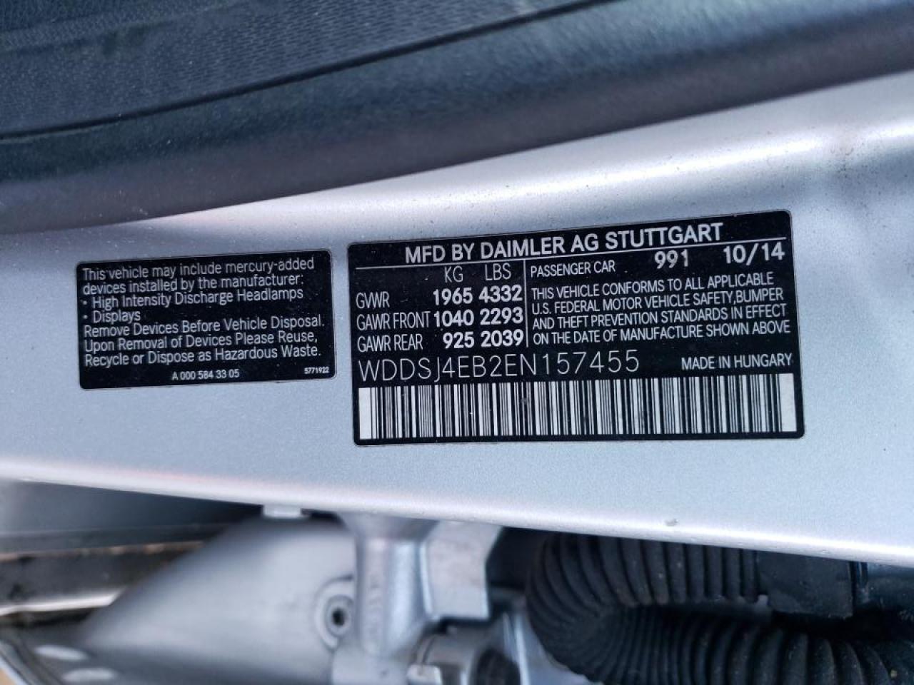 Photo 10 from auction – 2014 MERCEDES-BENZ CLA 250 with VIN WDDSJ4EB2EN157455