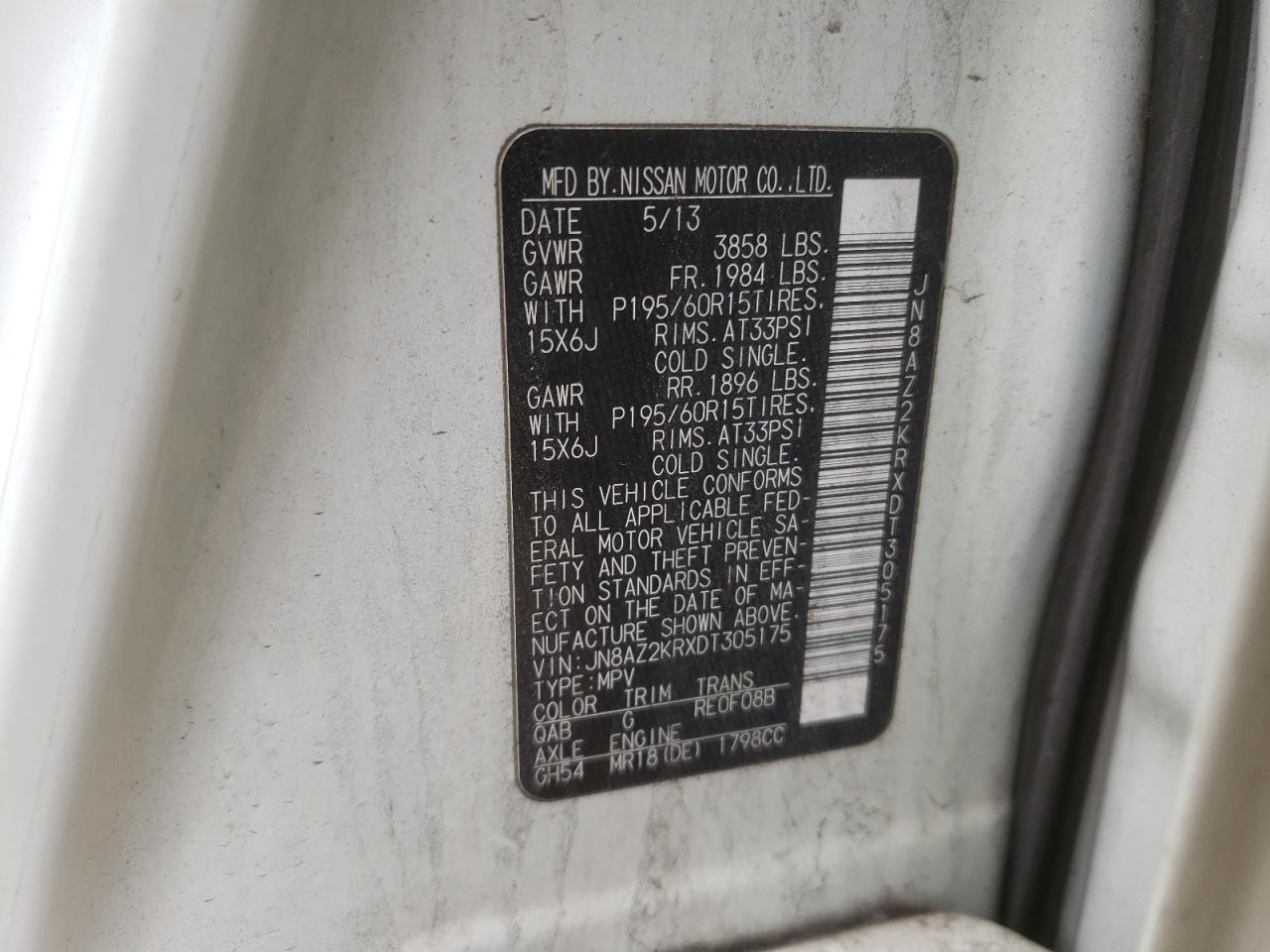Photo 10 from auction – 2013 NISSAN CUBE S with VIN JN8AZ2KRXDT305175