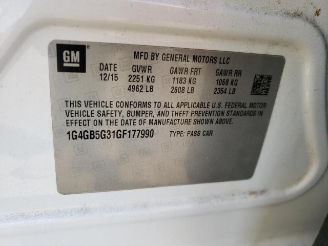 Photo 10 from auction – 2016 BUICK LACROSSE with VIN 1G4GB5G31GF177990