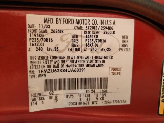Photo 10 from auction – 2004 FORD EXPLORER X with VIN 1FMZU63K84UA68391
