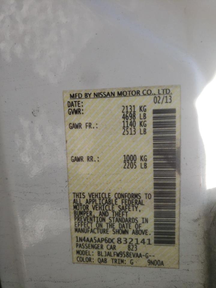 Photo 10 from auction – 2013 NISSAN MAXIMA S with VIN 1N4AA5AP6DC832141