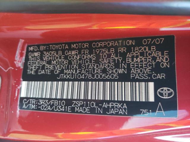 Photo 9 from auction – 2008 TOYOTA SCION XD with VIN JTKKU10478J005605