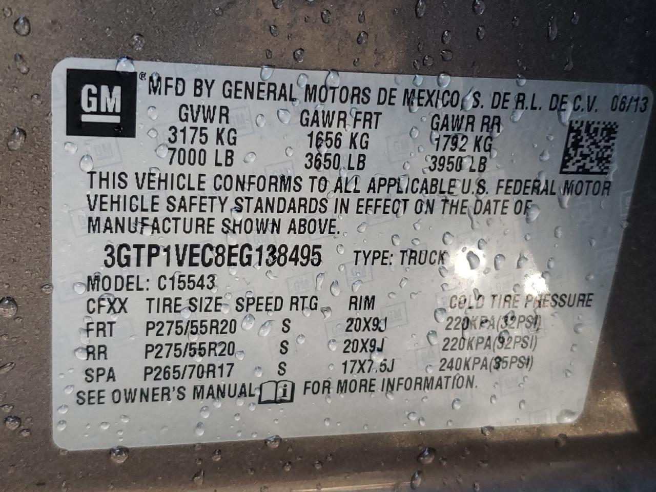 Photo 10 from auction – 2014 GMC SIERRA C15 with VIN 3GTP1VEC8EG138495
