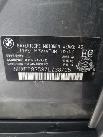 BMW X5 4.8I 2007 with VIN 5UXFE83587LZ38725 - Photo from auction