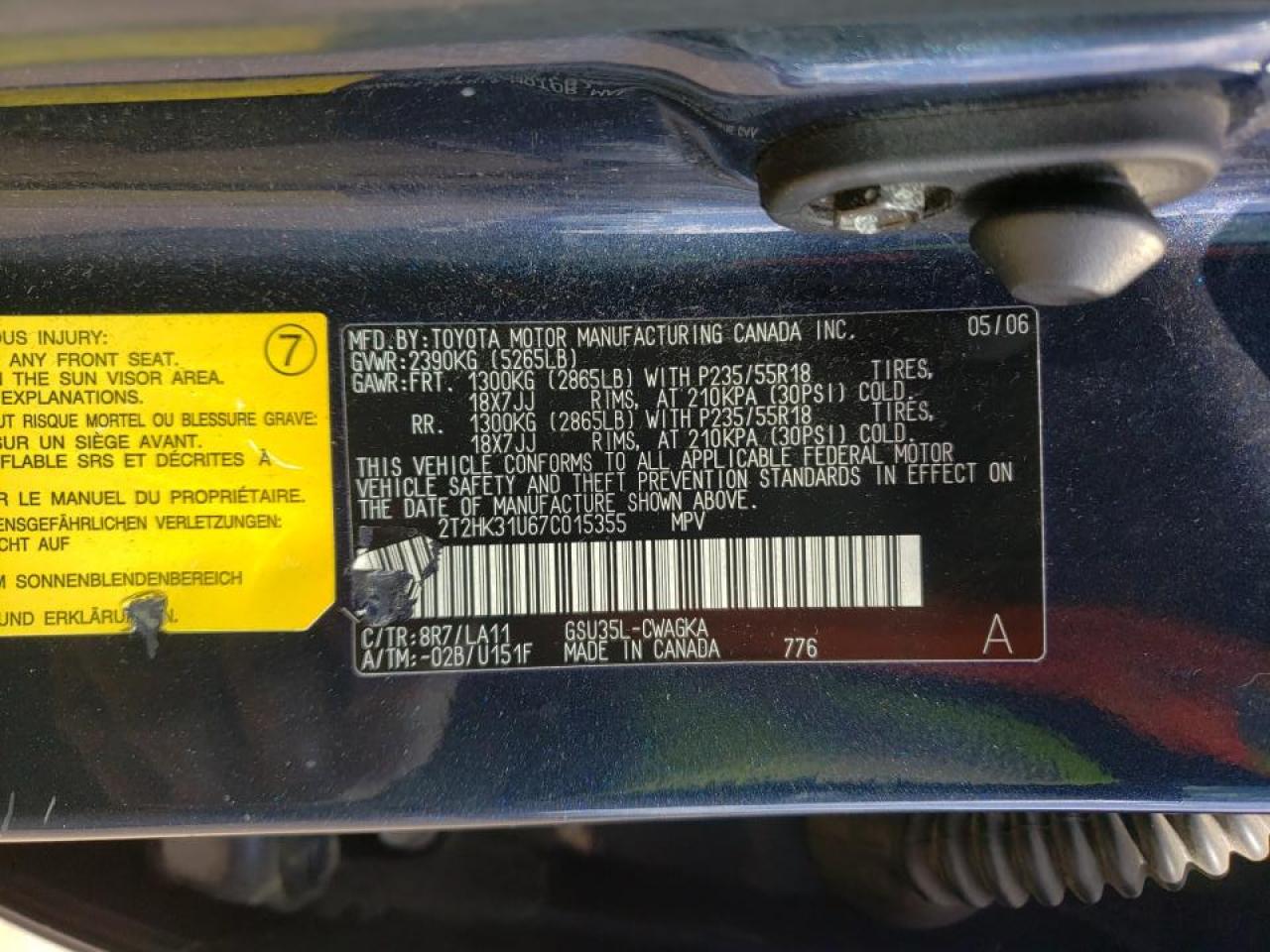 Photo 10 from auction – 2007 LEXUS RX 350 with VIN 2T2HK31U67C015355