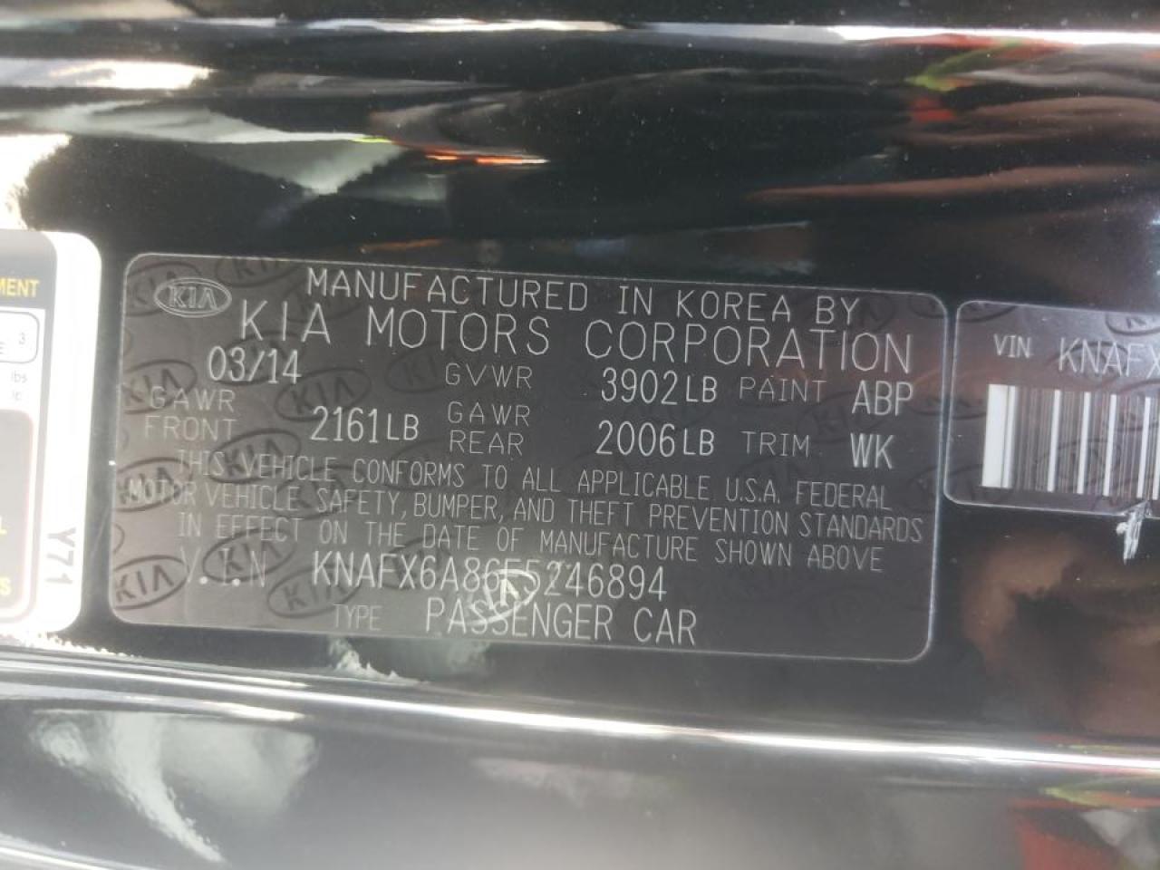 Photo 10 from auction – 2014 KIA FORTE EX with VIN KNAFX6A86E5246894