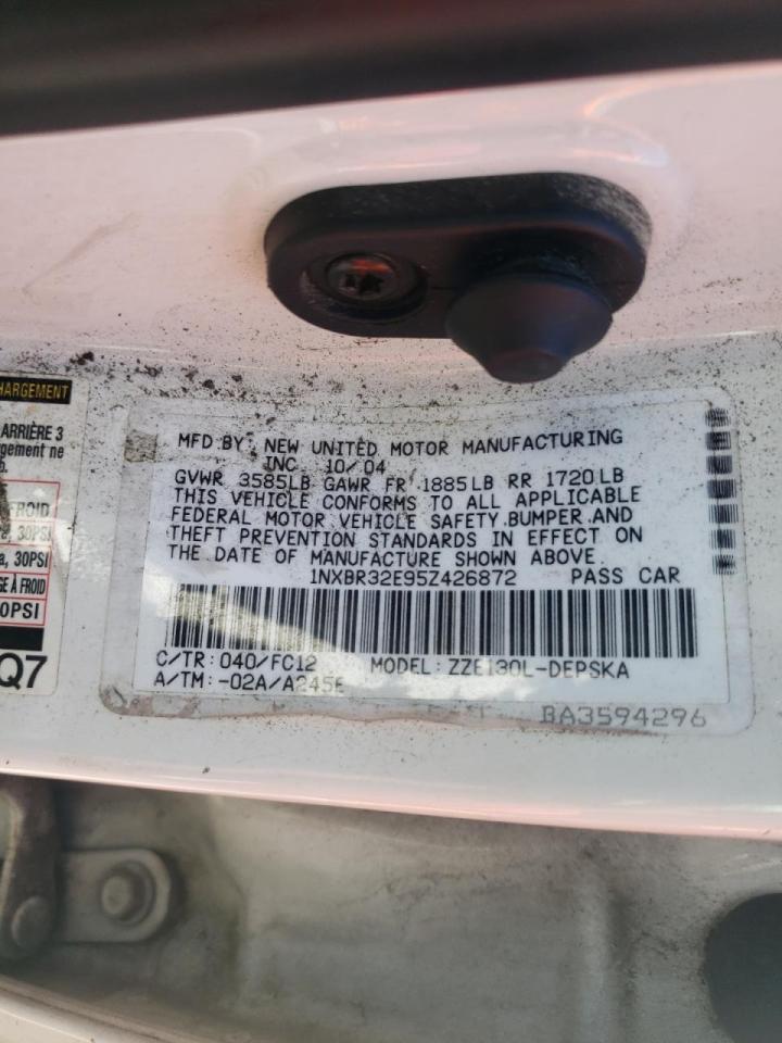 Photo 10 from auction – 2005 TOYOTA COROLLA CE with VIN 1NXBR32E95Z426872