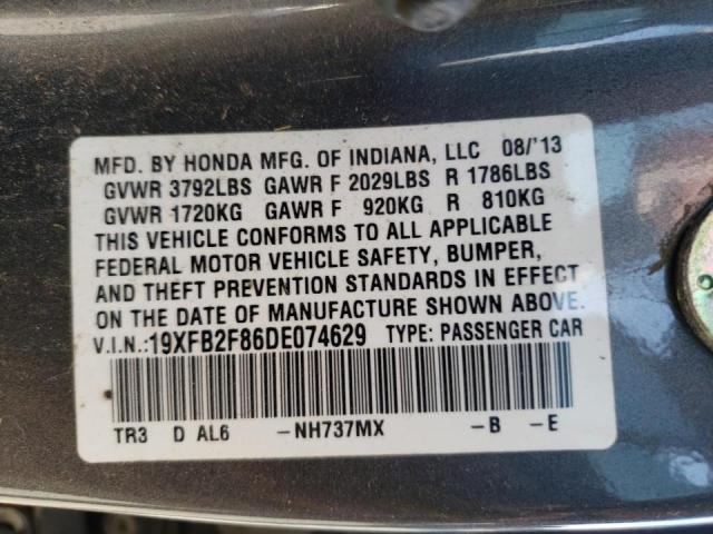 Photo 10 from auction – 2013 HONDA CIVIC EX with VIN 19XFB2F86DE074629