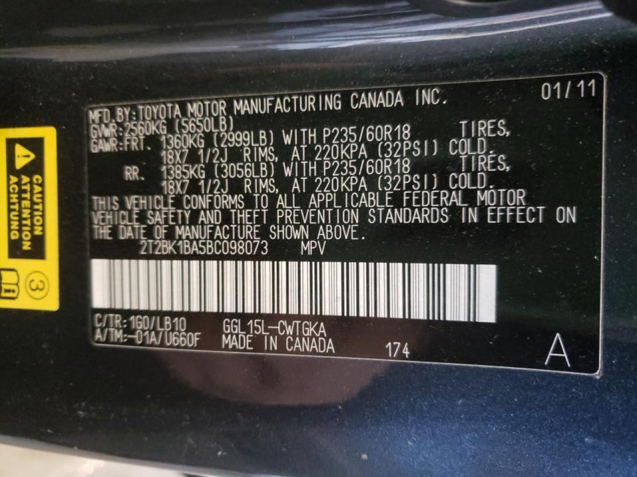 Photo 10 from auction – 2011 LEXUS RX 350 with VIN 2T2BK1BA5BC098073