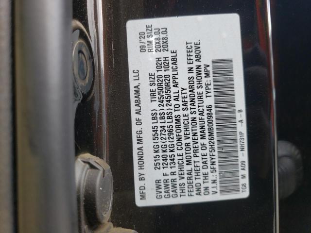 Photo 10 from auction – 2021 HONDA PILOT SE with VIN 5FNYF5H26MB009846