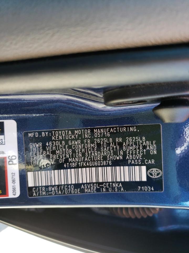 Photo 10 from auction – 2016 TOYOTA CAMRY LE with VIN 4T1BF1FK4GU603876