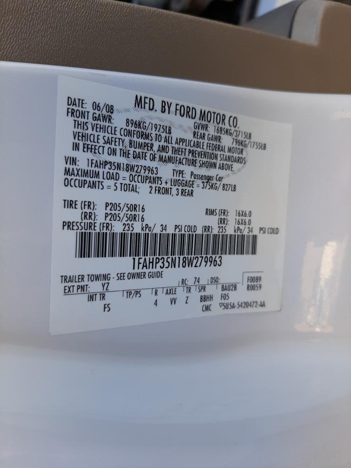 Photo 10 from auction – 2008 FORD FOCUS SE with VIN 1FAHP35N18W279963