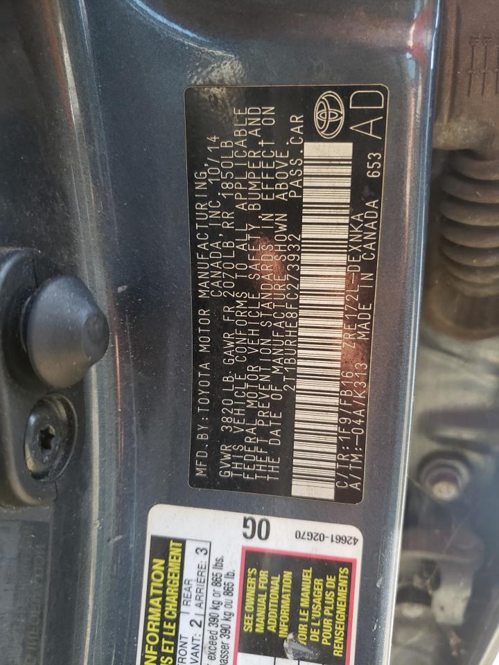 Photo 10 from auction – 2015 TOYOTA COROLLA L with VIN 2T1BURHE8FC273932