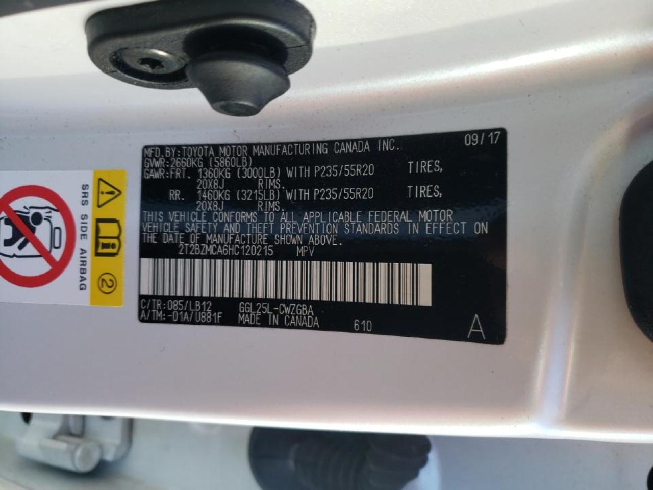 Photo 10 from auction – 2017 LEXUS RX 350 BAS with VIN 2T2BZMCA6HC120215