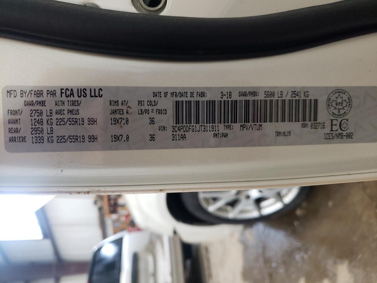Photo 10 from auction – 2018 DODGE JOURNEY GT with VIN 3C4PDDFG1JT311911