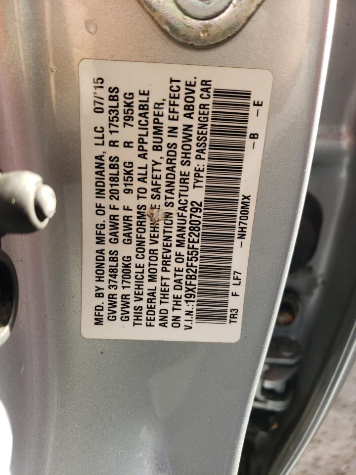 Foto 10 de la subasta – 2015 HONDA CIVIC LX con VIN 19XFB2F55FE280792
