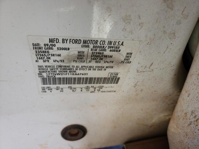 Photo 10 from auction – 2001 FORD F250 SUPER with VIN 1FTNW21F11EA67651