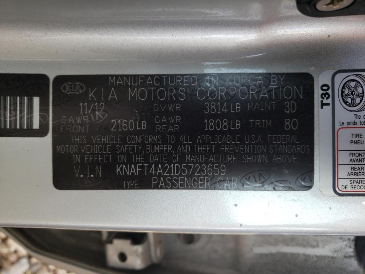 Photo 10 from auction – 2013 KIA FORTE LX with VIN KNAFT4A21D5723659