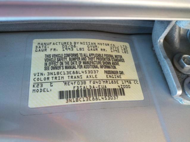Photo 10 from auction – 2008 NISSAN VERSA S with VIN 3N1BC13E88L453037