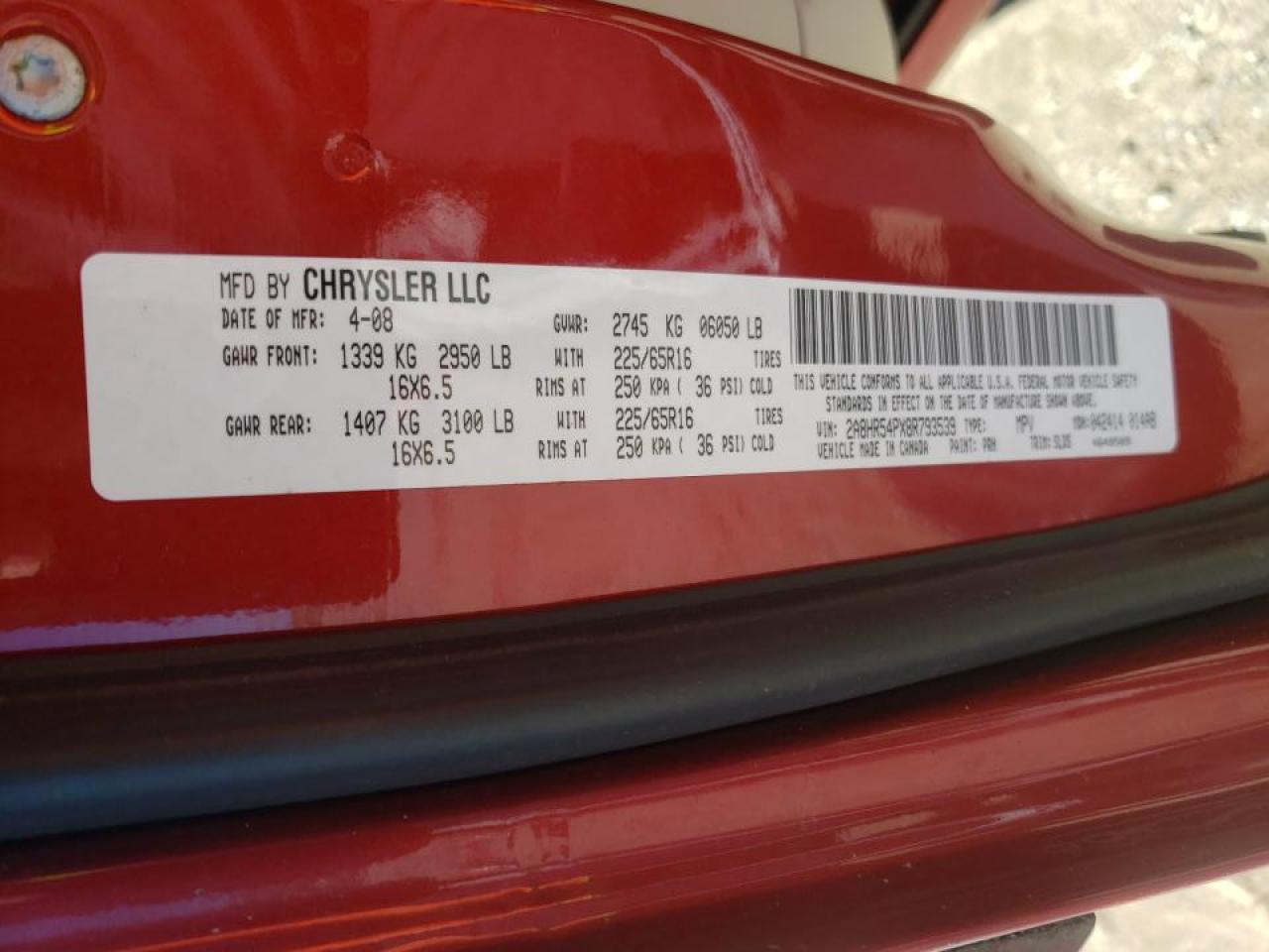 Photo 10 from auction – 2008 CHRYSLER TOWN & COU with VIN 2A8HR54PX8R793539