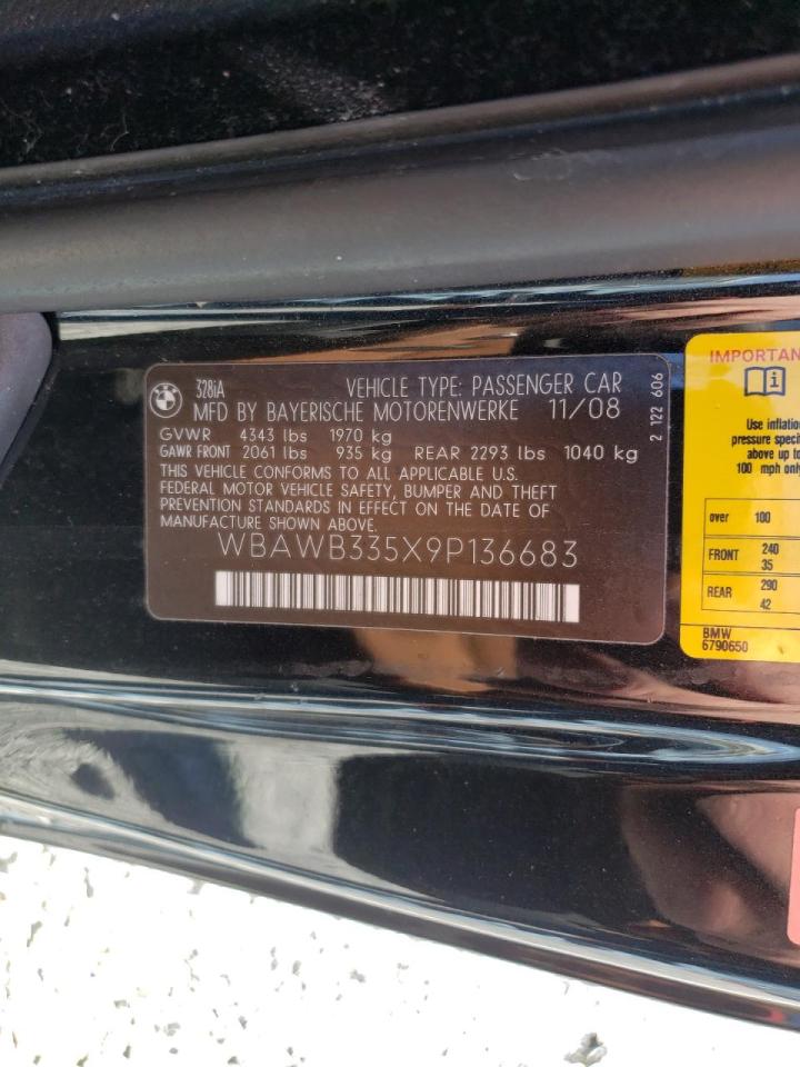 Photo 10 from auction – 2009 BMW 328 I with VIN WBAWB335X9P136683