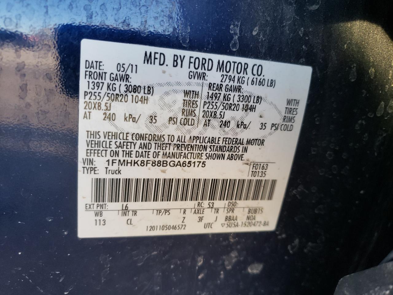 Photo 10 from auction – 2011 FORD EXPLORER L with VIN 1FMHK8F88BGA65175