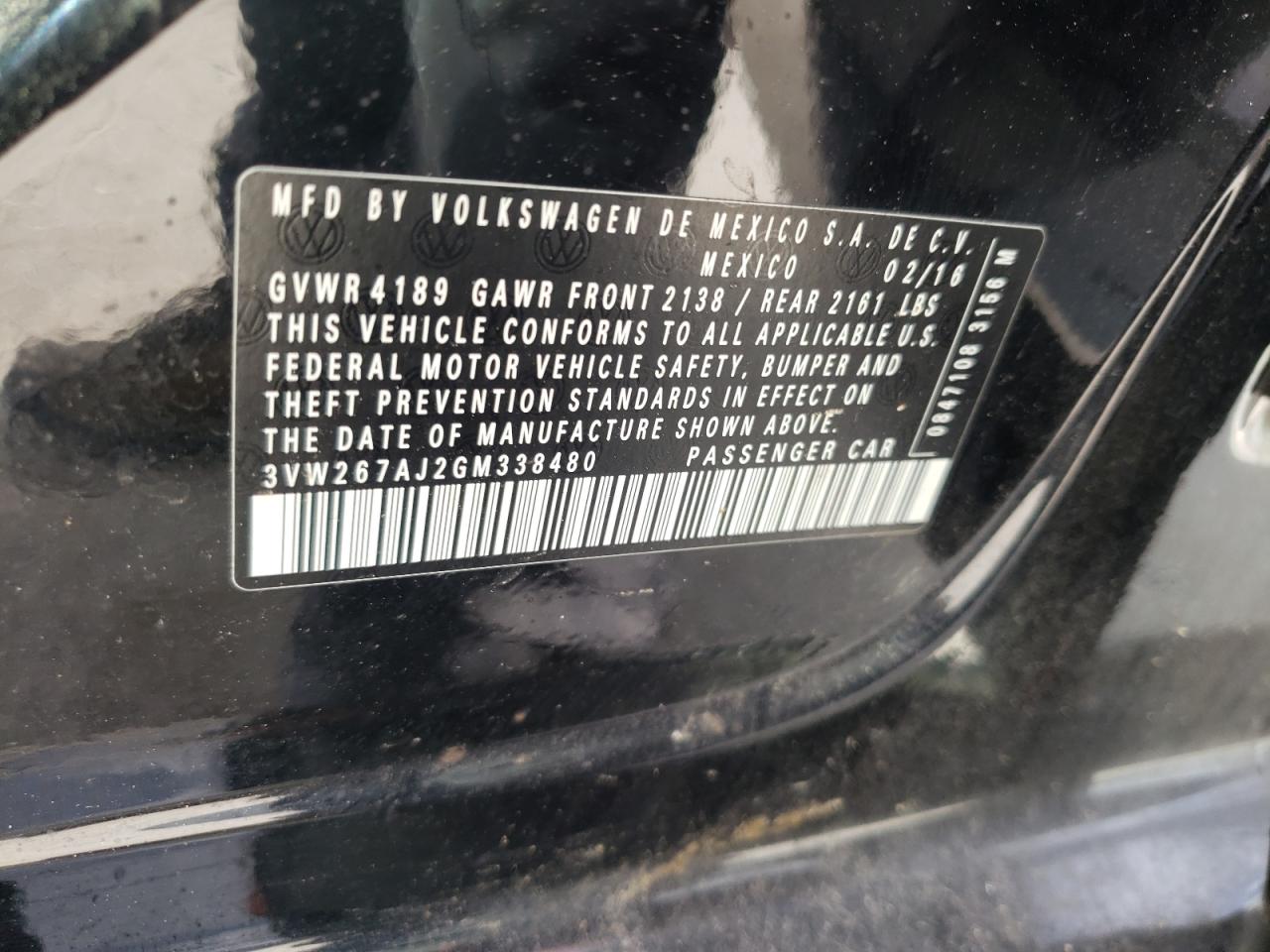 Photo 10 from auction – 2016 VOLKSWAGEN JETTA S with VIN 3VW267AJ2GM338480