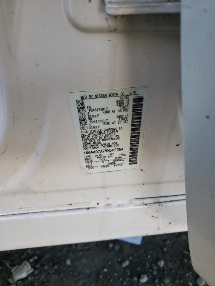 Photo 10 from auction – 2005 NISSAN TITAN XE with VIN 1N6AA07A75N502284