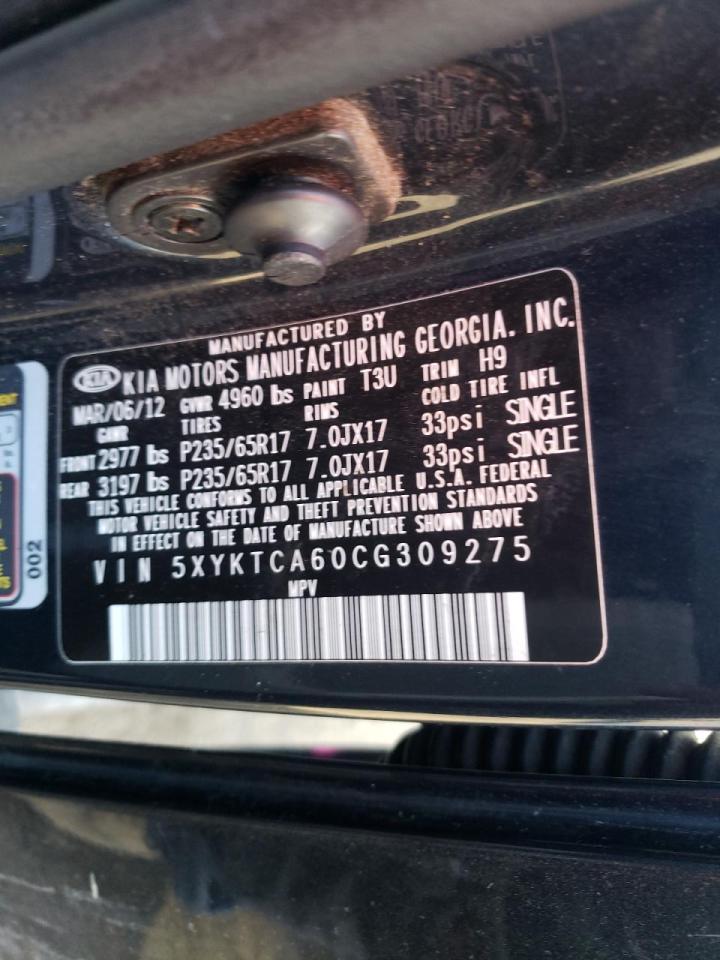 Photo 10 from auction – 2012 KIA SORENTO BA with VIN 5XYKTCA60CG309275