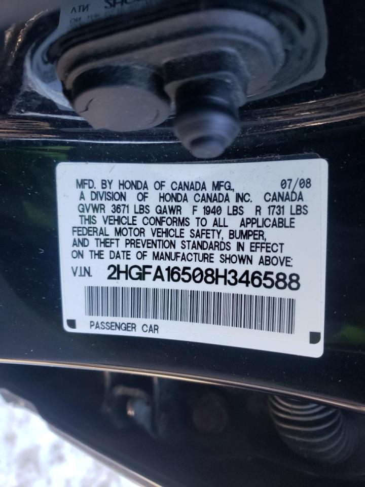 Photo 10 from auction – 2008 HONDA CIVIC LX with VIN 2HGFA16508H346588