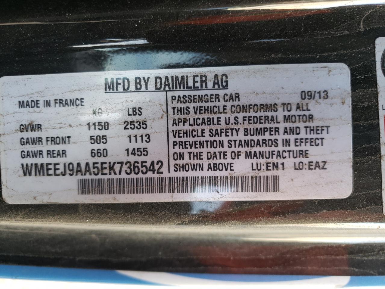 Photo 10 from auction – 2014 SMART FORTWO with VIN WMEEJ9AA5EK736542