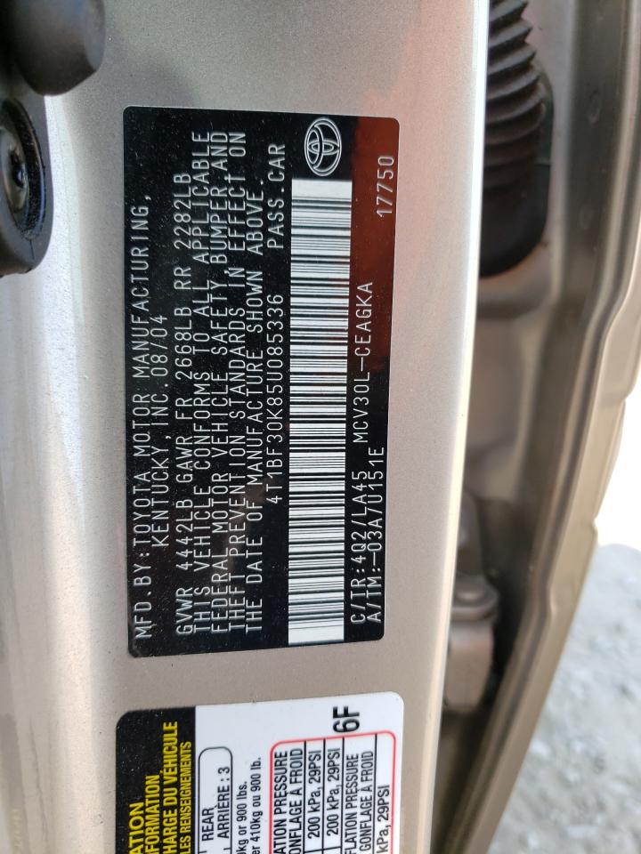 Photo 10 from auction – 2005 TOYOTA CAMRY LE with VIN 4T1BF30K85U085336