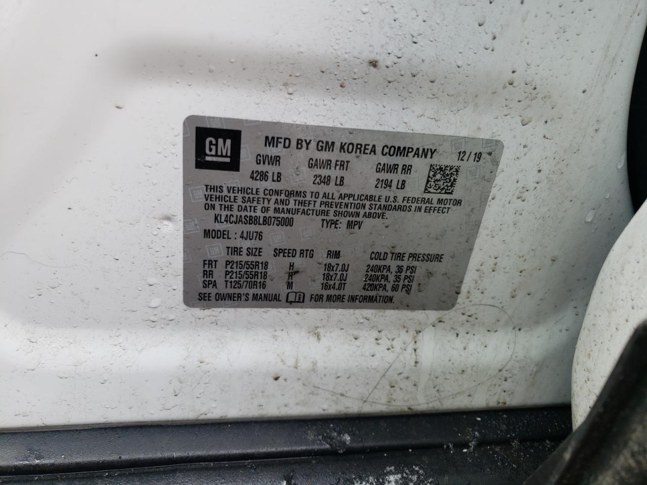 Photo 10 from auction – 2020 BUICK ENCORE PRE with VIN KL4CJASB8LB075000