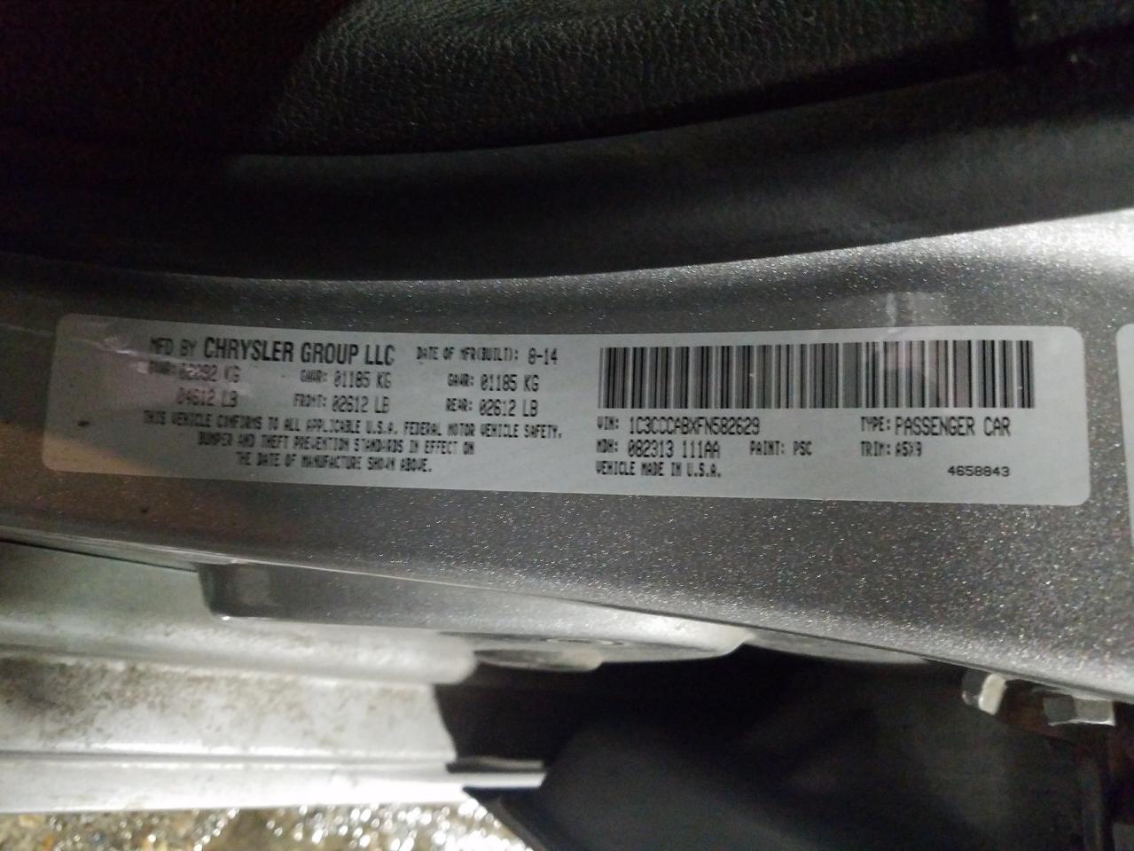 Фото 10 с аукциона – 2015 CHRYSLER 200 LIMITE с VIN 1C3CCCABXFN582629