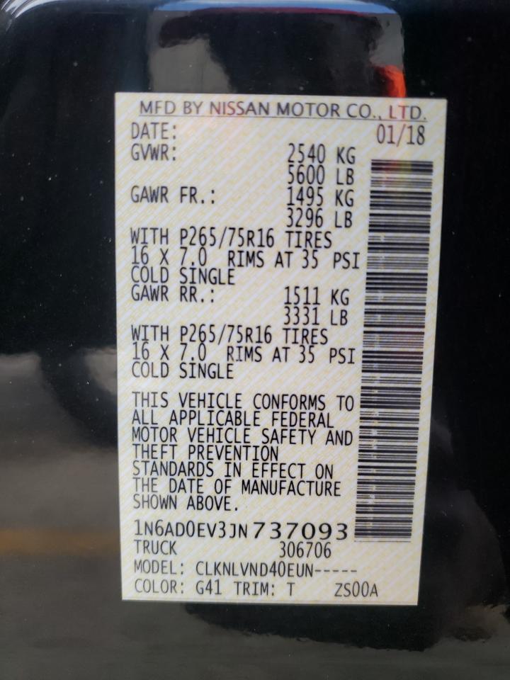 Photo 10 from auction – 2018 NISSAN FRONTIER S with VIN 1N6AD0EV3JN737093