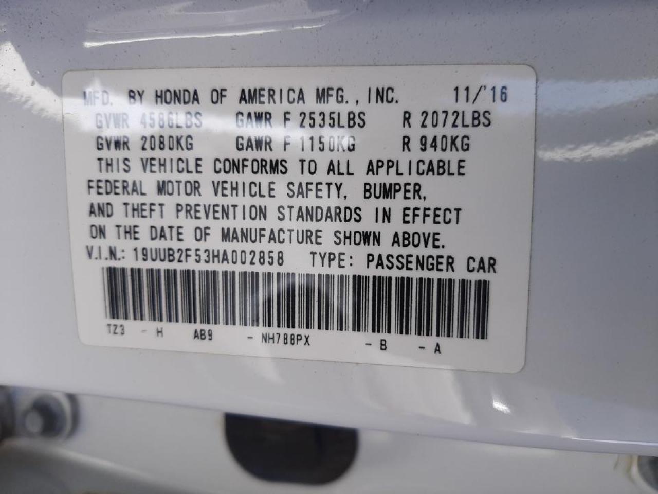 Photo 10 from auction – 2017 ACURA TLX TECH with VIN 19UUB2F53HA002858