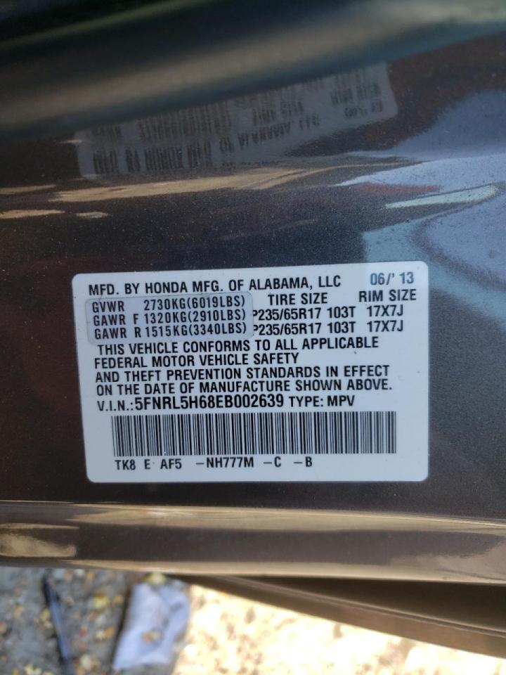 Photo 10 from auction – 2014 HONDA ODYSSEY EX with VIN 5FNRL5H68EB002639