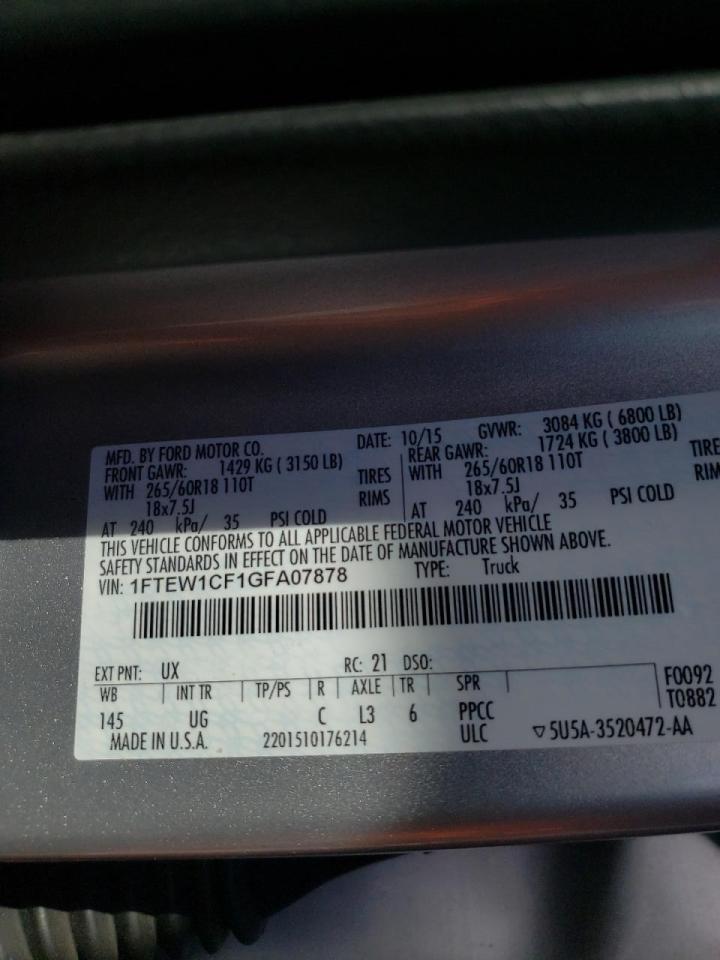 Photo 10 from auction – 2016 FORD F150 SUPER with VIN 1FTEW1CF1GFA07878