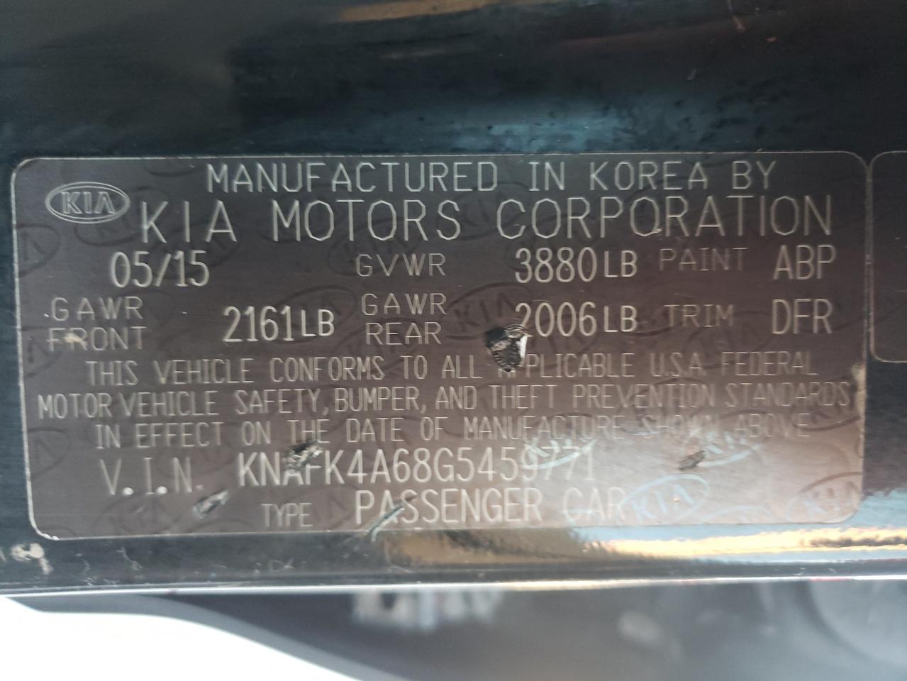 Photo 10 from auction – 2016 KIA FORTE LX with VIN KNAFK4A68G5459771
