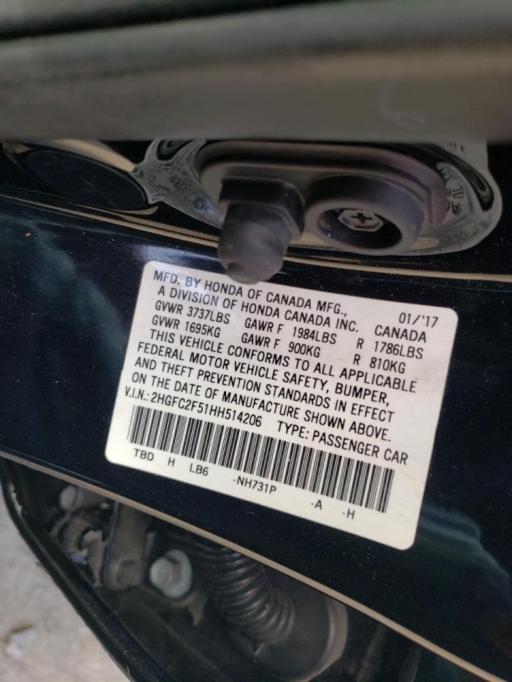 Photo 10 from auction – 2017 HONDA CIVIC LX with VIN 2HGFC2F51HH514206