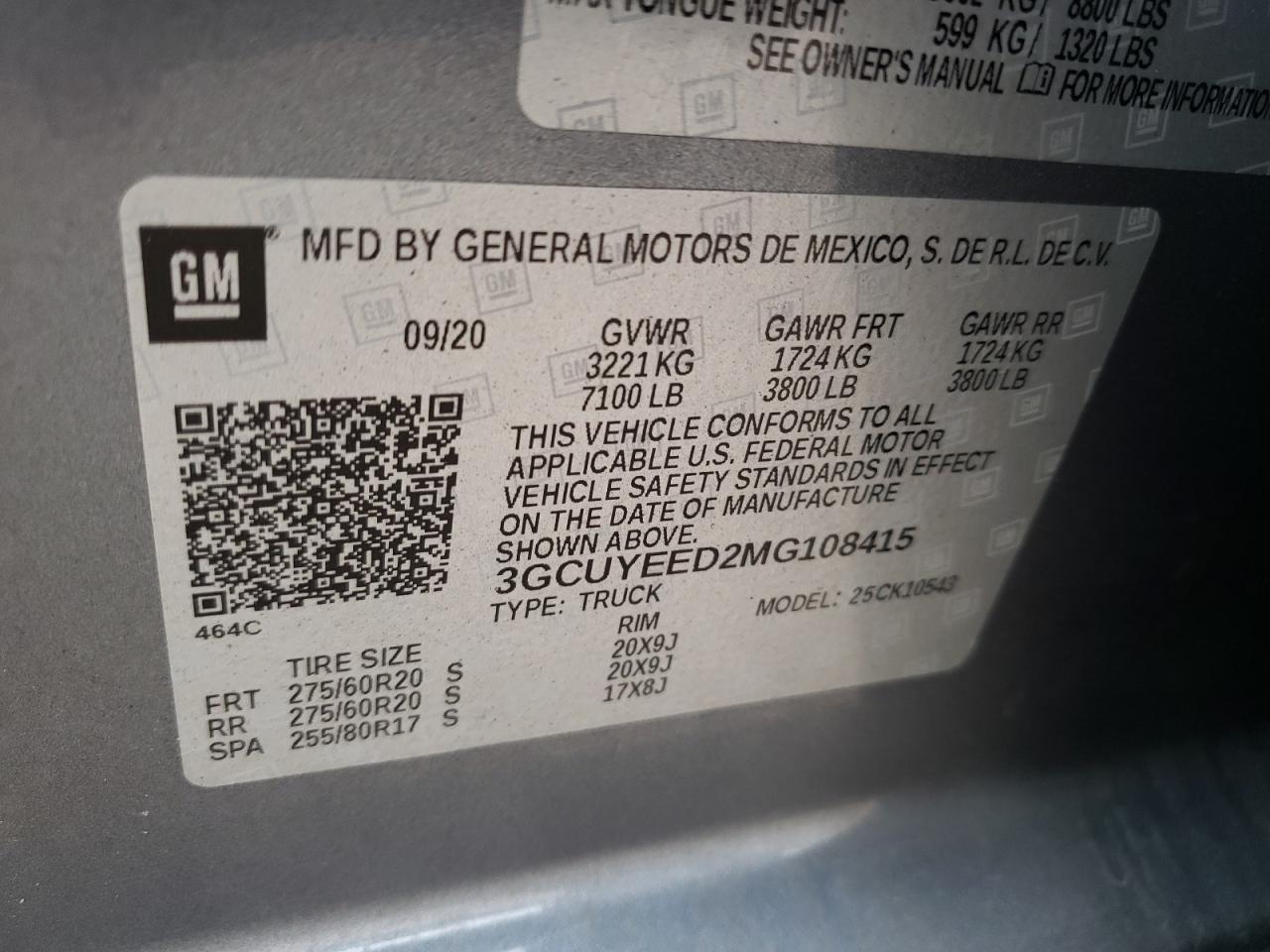 Photo 10 from auction – 2021 CHEVROLET SILVERADO with VIN 3GCUYEED2MG108415