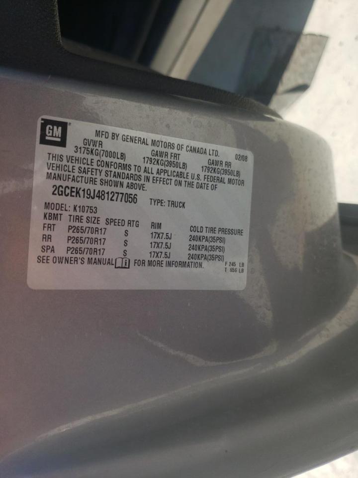 Photo 10 from auction – 2008 CHEVROLET SILVERADO with VIN 2GCEK19J481277056