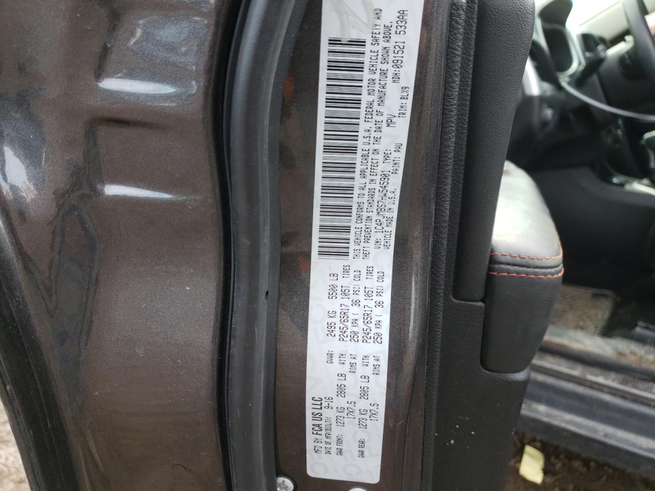Photo 10 from auction – 2017 JEEP CHEROKEE T with VIN 1C4PJMBS7HW545901