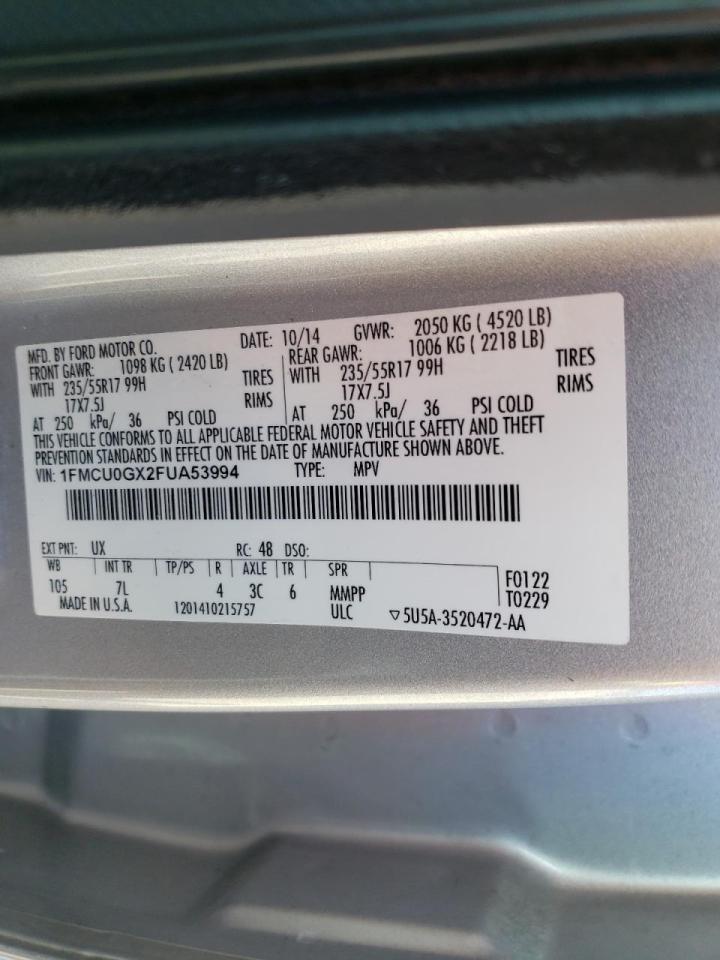 Photo 10 from auction – 2015 FORD ESCAPE SE with VIN 1FMCU0GX2FUA53994