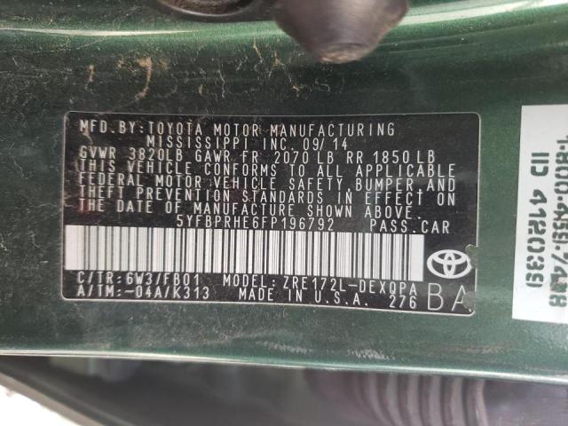 Photo 10 from auction – 2015 TOYOTA COROLLA EC with VIN 5YFBPRHE6FP196792