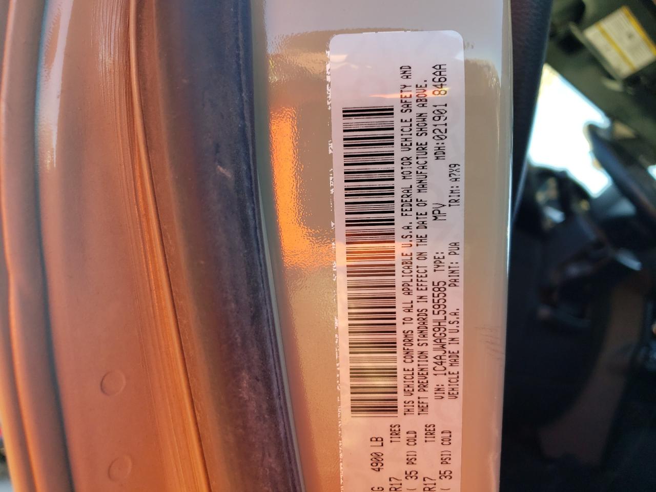 Photo 10 from auction – 2017 JEEP WRANGLER S with VIN 1C4AJWAG9HL595585