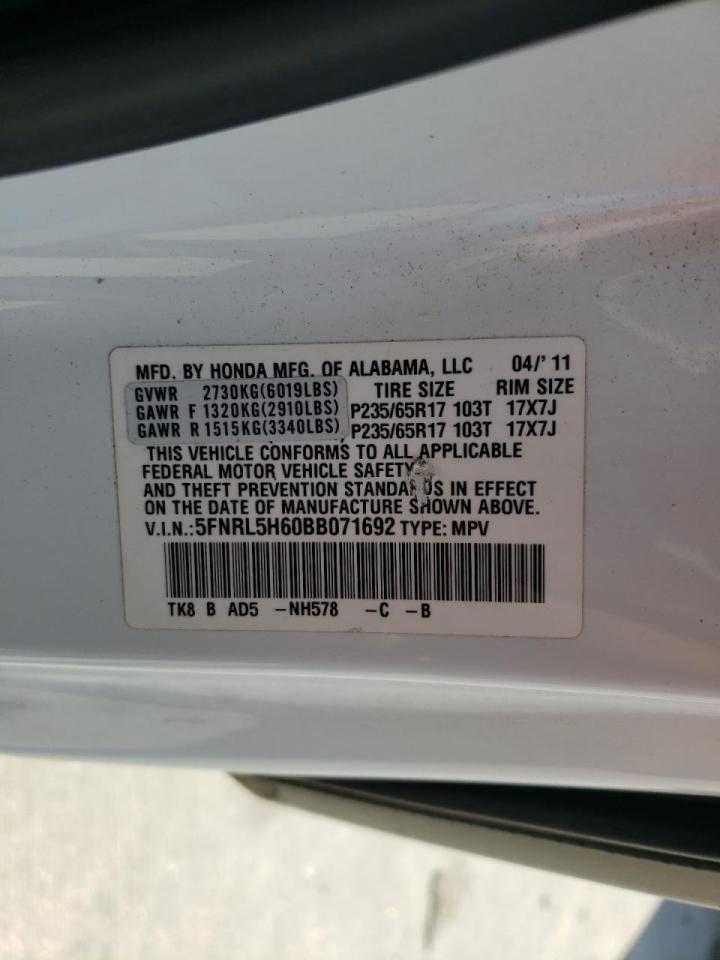 Photo 10 from auction – 2011 HONDA ODYSSEY EX with VIN 5FNRL5H60BB071692
