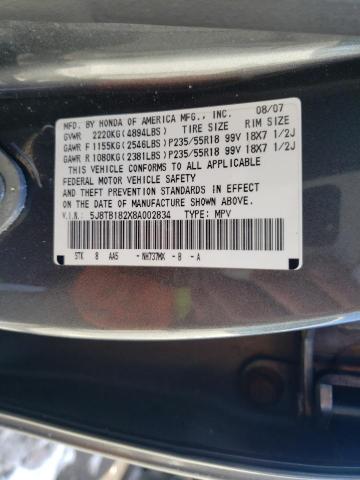 Photo 10 from auction – 2008 ACURA RDX with VIN 5J8TB182X8A002834